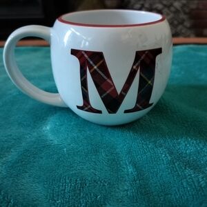 Bee & Willow Plaid Monogram Letter "M" Mug 14 oz